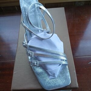 Chic Silver Strappy Heels